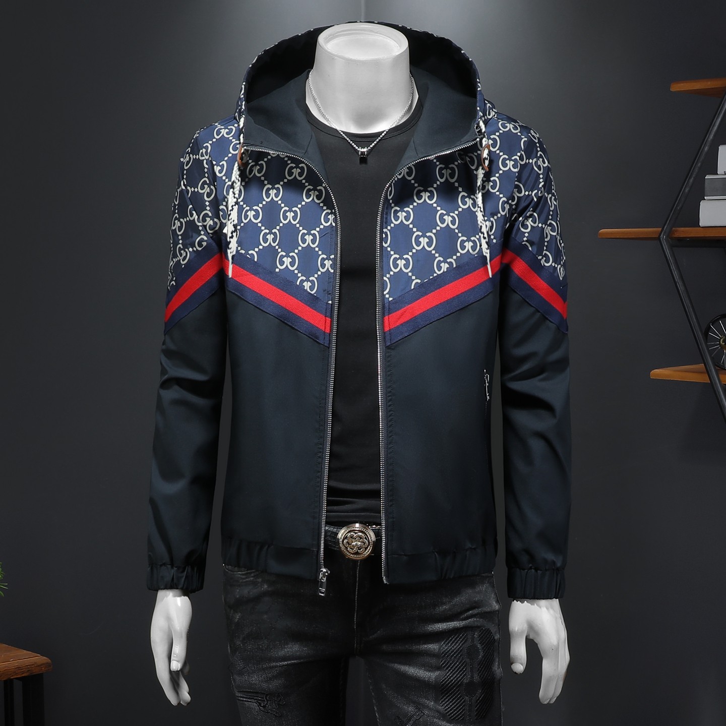 2026年新款连帽休闲夹克钱塘3019-JK9296P155假模，男装夹克，钱塘6016-1(原3019)