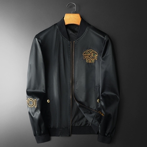 2026年新款印花立领休闲夹克 钱塘3019-JK9042 P175平铺黑色，男装夹克，钱塘6016-1(原3019)