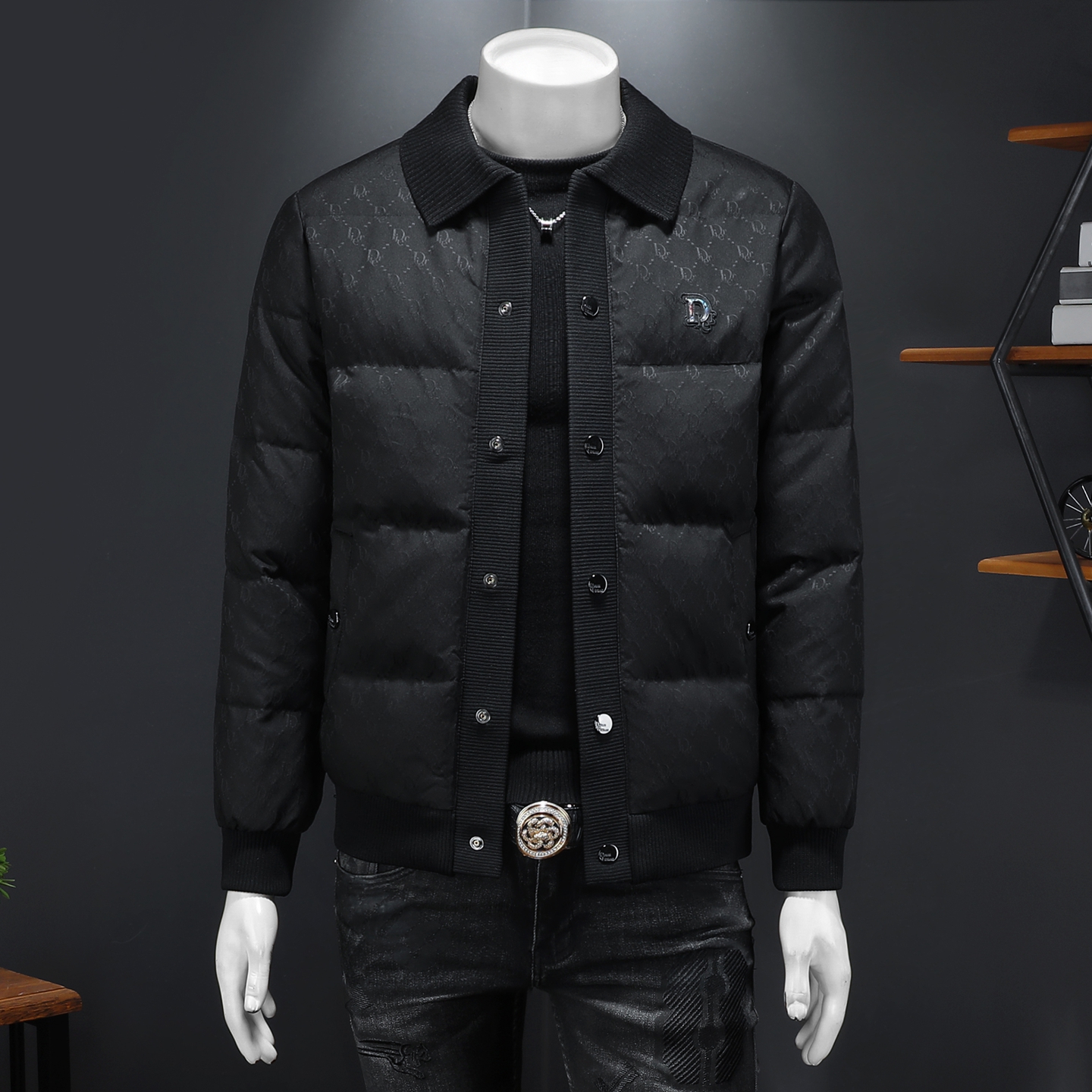 Y88656P3202025高端冬季90%白鸭绒翻领提花羽绒服假模365，男装羽绒服，钱塘6016-1(原3019)