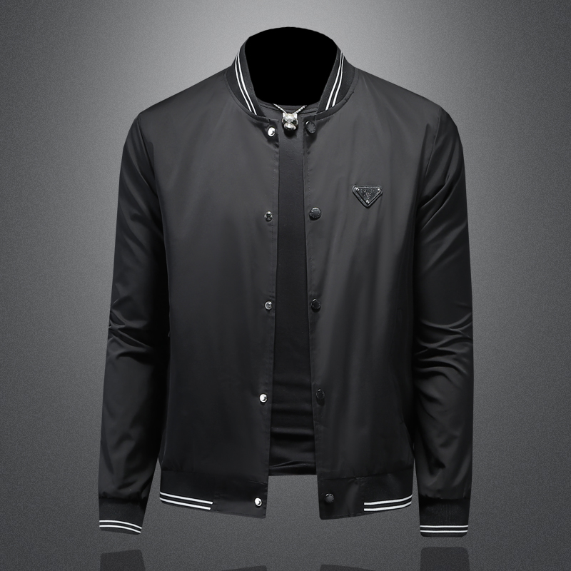 2024年新款徽章棒球领休闲夹克钱塘3019-JK9073P135镂空黑色，男装夹克，钱塘6016-1(原3019)