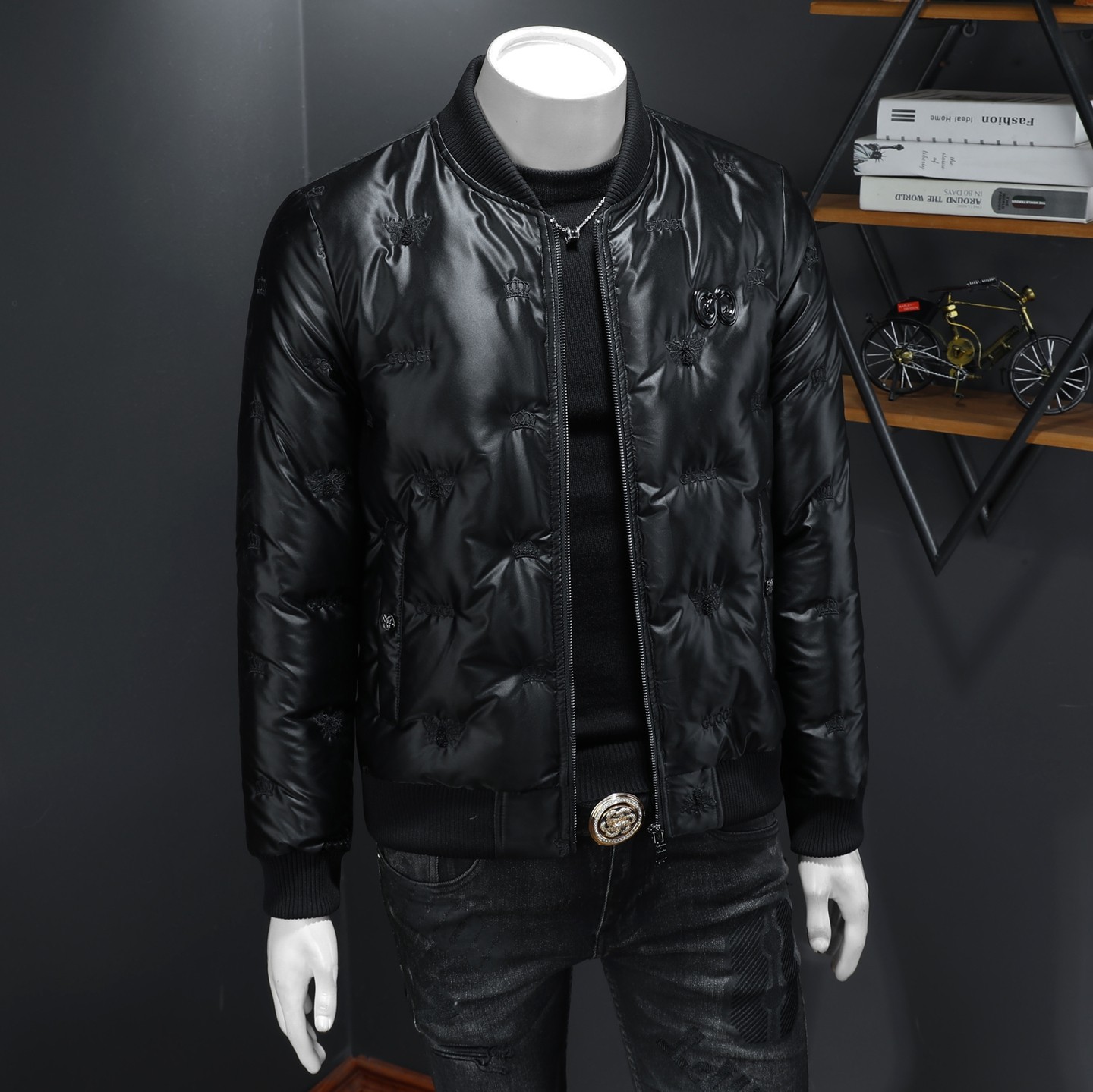 Y9815P2902025高端冬季90%白鸭绒暗花亮面羽绒服假模335，男装羽绒服，钱塘6016-1(原3019)