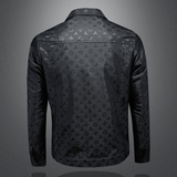 2026年新款印花翻领休闲夹克钱塘3019-JK9033P155镂空卡其色，男装夹克，钱塘6016-1(原3019)