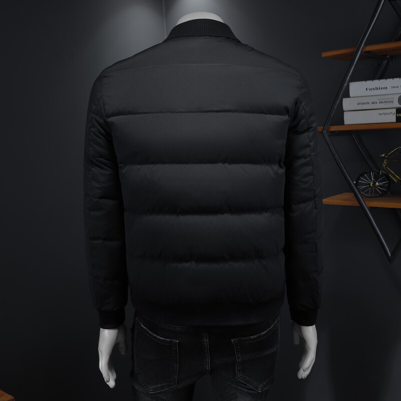 Y6111P2852024高端冬季90%白鸭绒针织领翻领羽绒服假模黑色,男装羽绒服,钱塘6016-1(原3019)