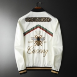 2026年新款印花立领休闲夹克钱塘3019-JK9025P155平铺白色，男装夹克，钱塘6016-1(原3019)