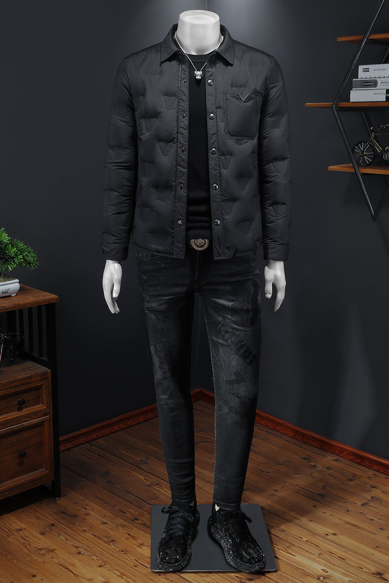 Y9576P3352024高端冬季90%白鸭绒压花翻领羽绒服假模385,男装羽绒服,钱塘6016-1(原3019)