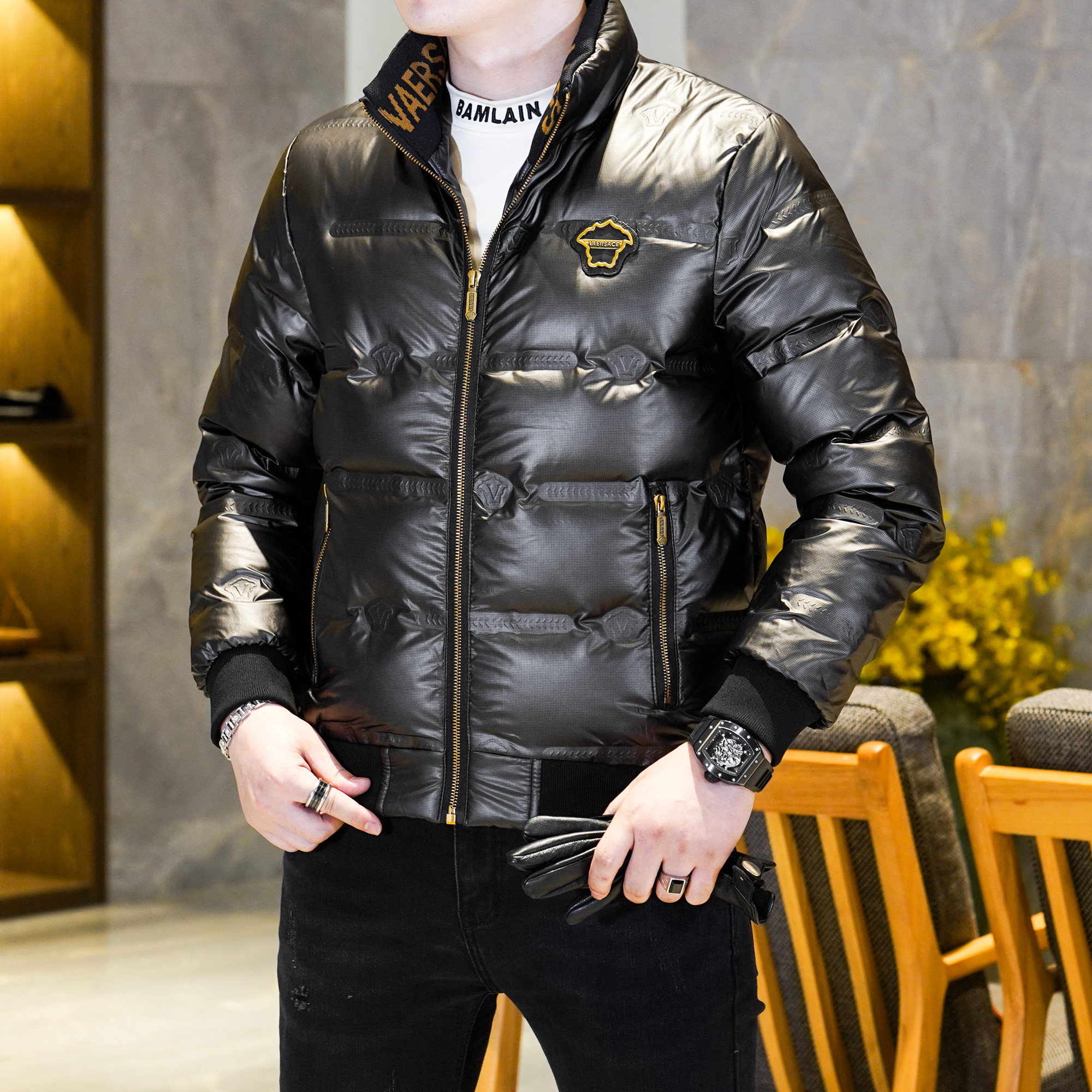 Y9893P2552025高端冬季90%白鸭绒亮面立领羽绒服真模,男装羽绒服,钱塘6016-1(原3019)
