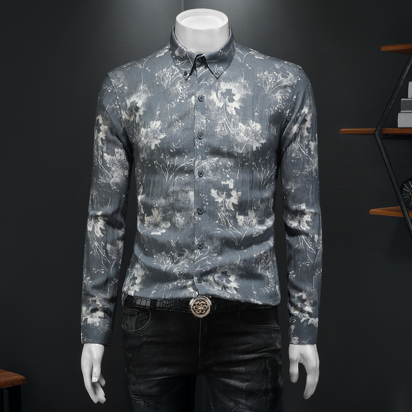 2026年新款长袖衬衫青春大码修身衬衣钱塘30199776P85假模，男装衬衫，钱塘6016-1(原3019)