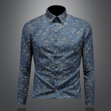 2026年新款长袖衬衫青春大码修身衬衣钱塘30199615P80镂空黑色，男装衬衫，钱塘6016-1(原3019)