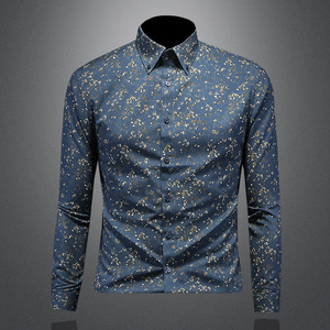 2026年新款长袖衬衫青春大码修身衬衣 钱塘3019 9615 P80镂空蓝色，男装衬衫，钱塘6016-1(原3019)