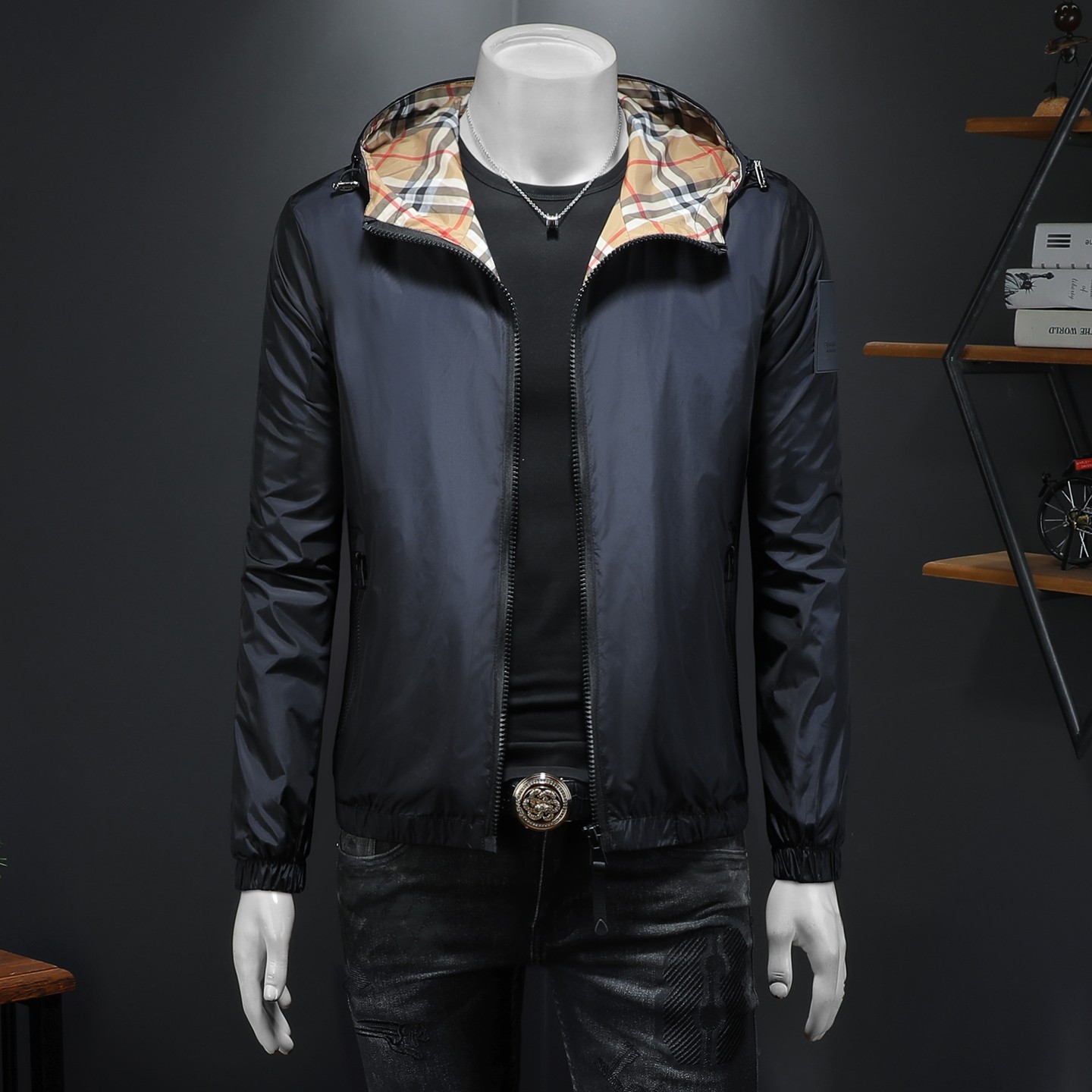 2026年新款连帽休闲夹克钱塘3019-JK9287P140假模，男装夹克，钱塘6016-1(原3019)