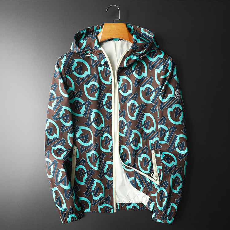 2026年新款印花连帽休闲夹克钱塘3019-JK9030P150平铺咖啡色，男装夹克，钱塘6016-1(原3019)