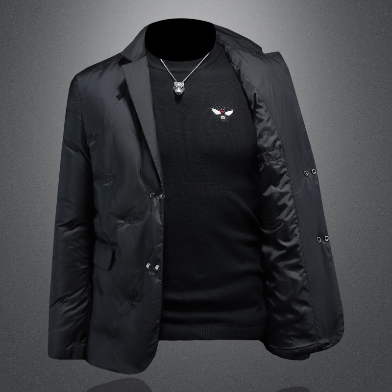 Y9590P2952024高端冬季90%白鸭绒刺绣西装领羽绒服镂空405,男装西服套装,钱塘6016-1(原3019)