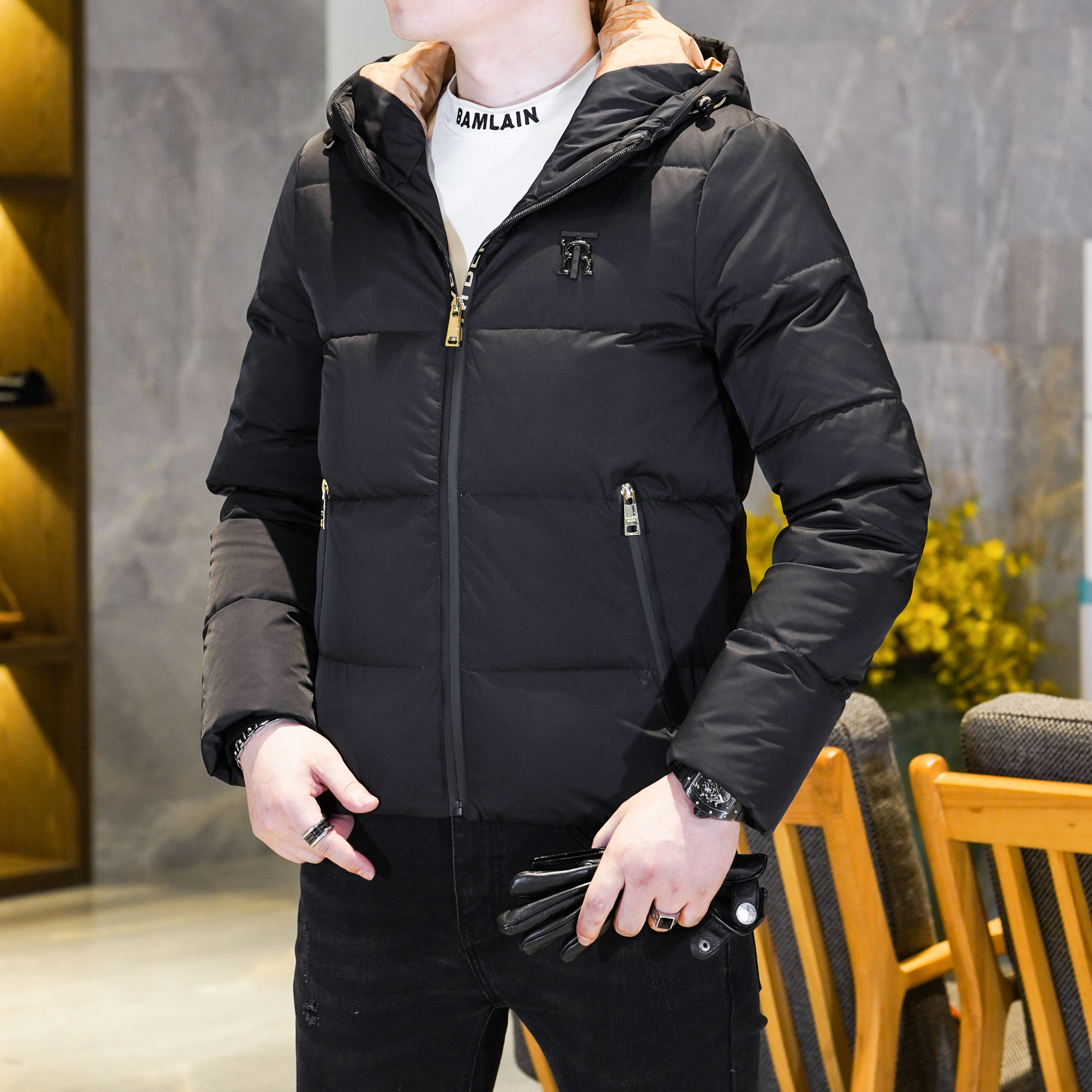 Y6695P3102024高端冬季90%白鸭绒亮面连帽羽绒服真模,男装羽绒服,钱塘6016-1(原3019)