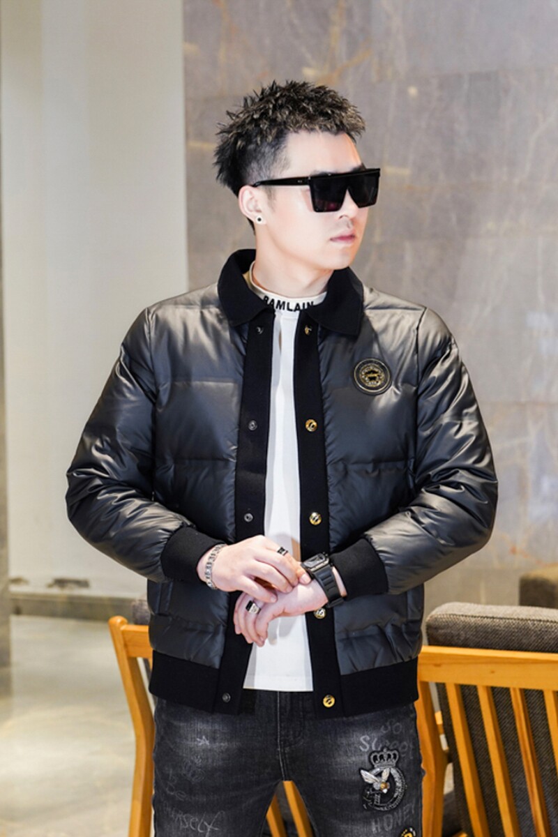 Y8819P2852025高端冬季90%白鸭绒亮面翻领羽绒服真模黑色,男装羽绒服,钱塘6016-1(原3019)
