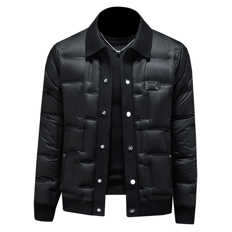 Y9828P3102025高端冬季90%白鸭绒暗花针织领羽绒服假355，男装羽绒服，钱塘6016-1(原3019)