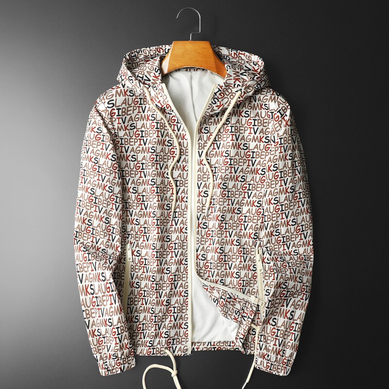 2026年新款印花连帽休闲夹克钱塘3019-JK9031P150平铺红色，男装夹克，钱塘6016-1(原3019)