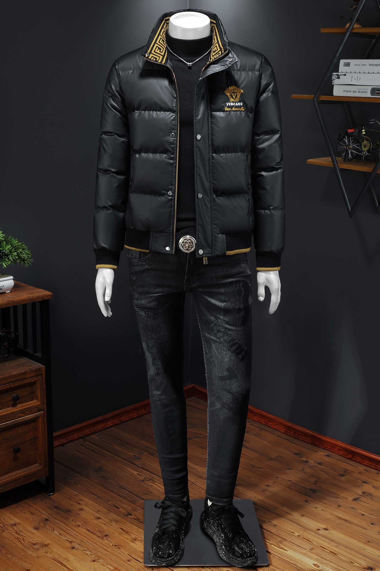 Y9812P3302025高端冬季90%白鸭绒绣花立领羽绒服假模375,男装羽绒服,钱塘6016-1(原3019)