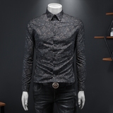 2026年新款长袖衬衫青春大码修身衬衣钱塘30199615P80假模黑色，男装衬衫，钱塘6016-1(原3019)