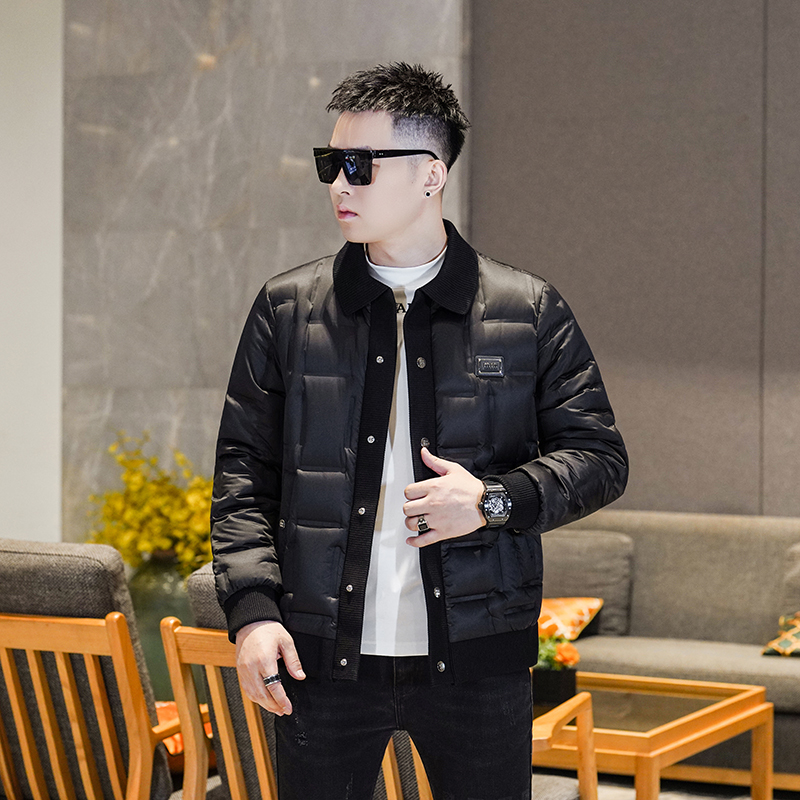 Y9828P3102025高端冬季90%白鸭绒暗花针织领羽绒服真355，男装羽绒服，钱塘6016-1(原3019)