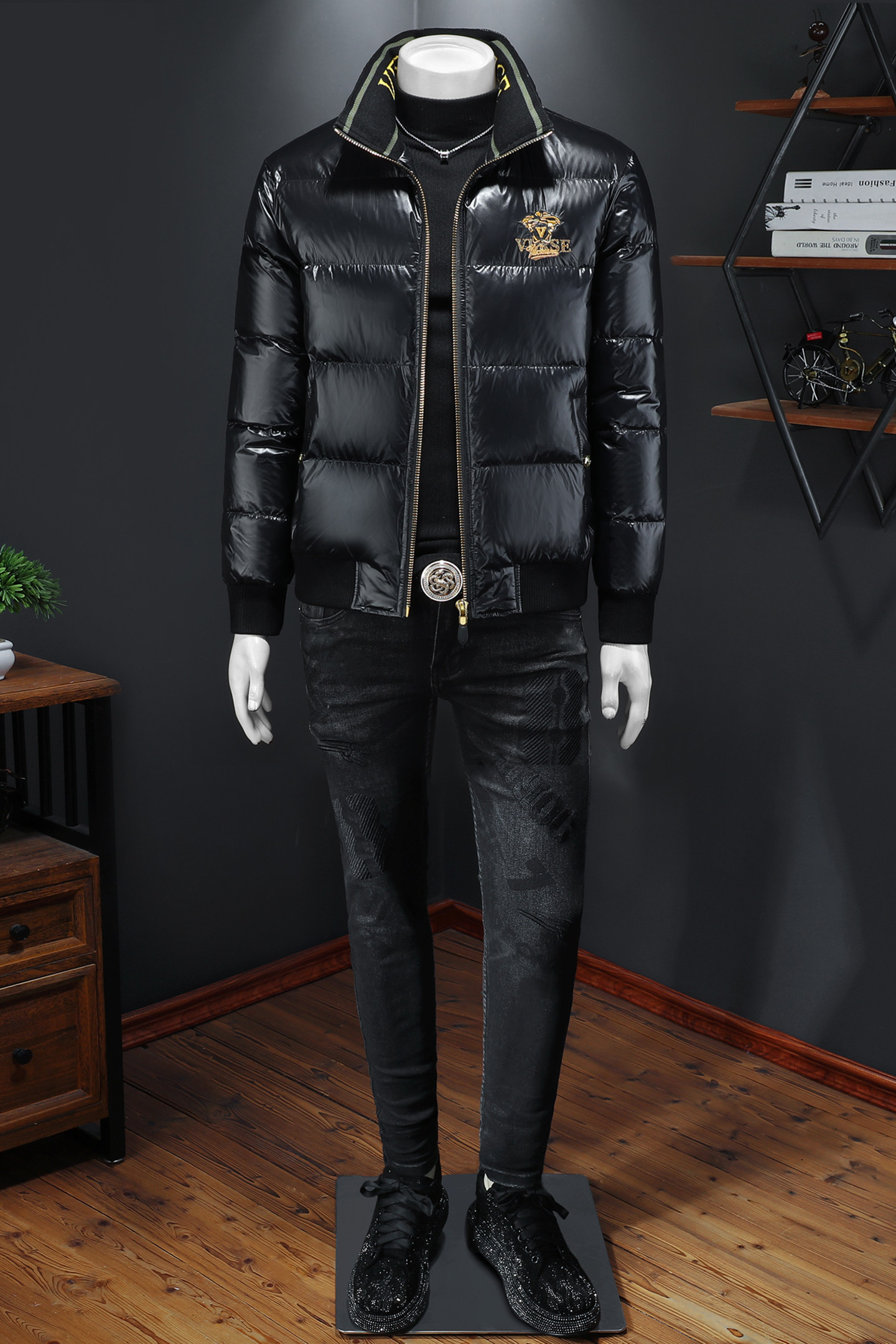 Y8360P3652025高端冬季90%白鸭绒亮面立领羽绒服假模395,男装羽绒服,钱塘6016-1(原3019)