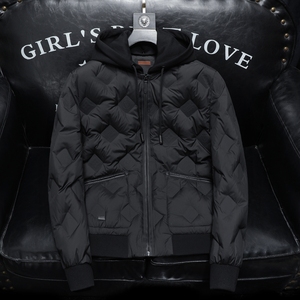 帽子可脱卸 Y18160 P365 2025高端冬季90%白鸭绒连帽暗花羽绒服,男装羽绒服,钱塘6016-1(原3019)