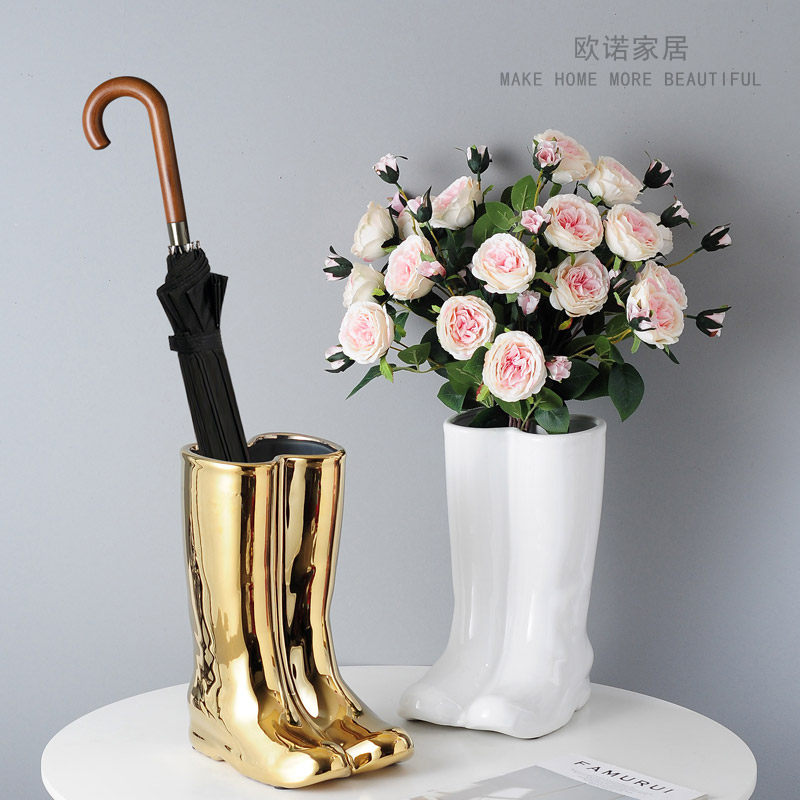 简约现代家居陶瓷花瓶个性花插雨伞架门口雨靴摆件创意伞筒雨伞桶