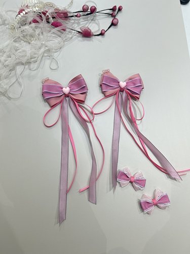 原创手作设计款Lolita蝴蝶结发饰发夹一套可爱手作