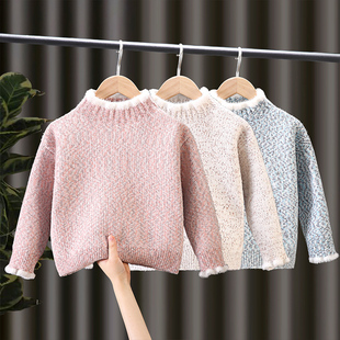 女童高领水貂绒毛衣新款韩版秋冬儿童中大童针织加厚加绒打底衫潮