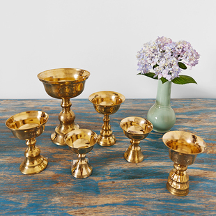 黄铜油灯印度进口手工复古老式 家用供奉祈福酥油灯长明灯烛台摆件