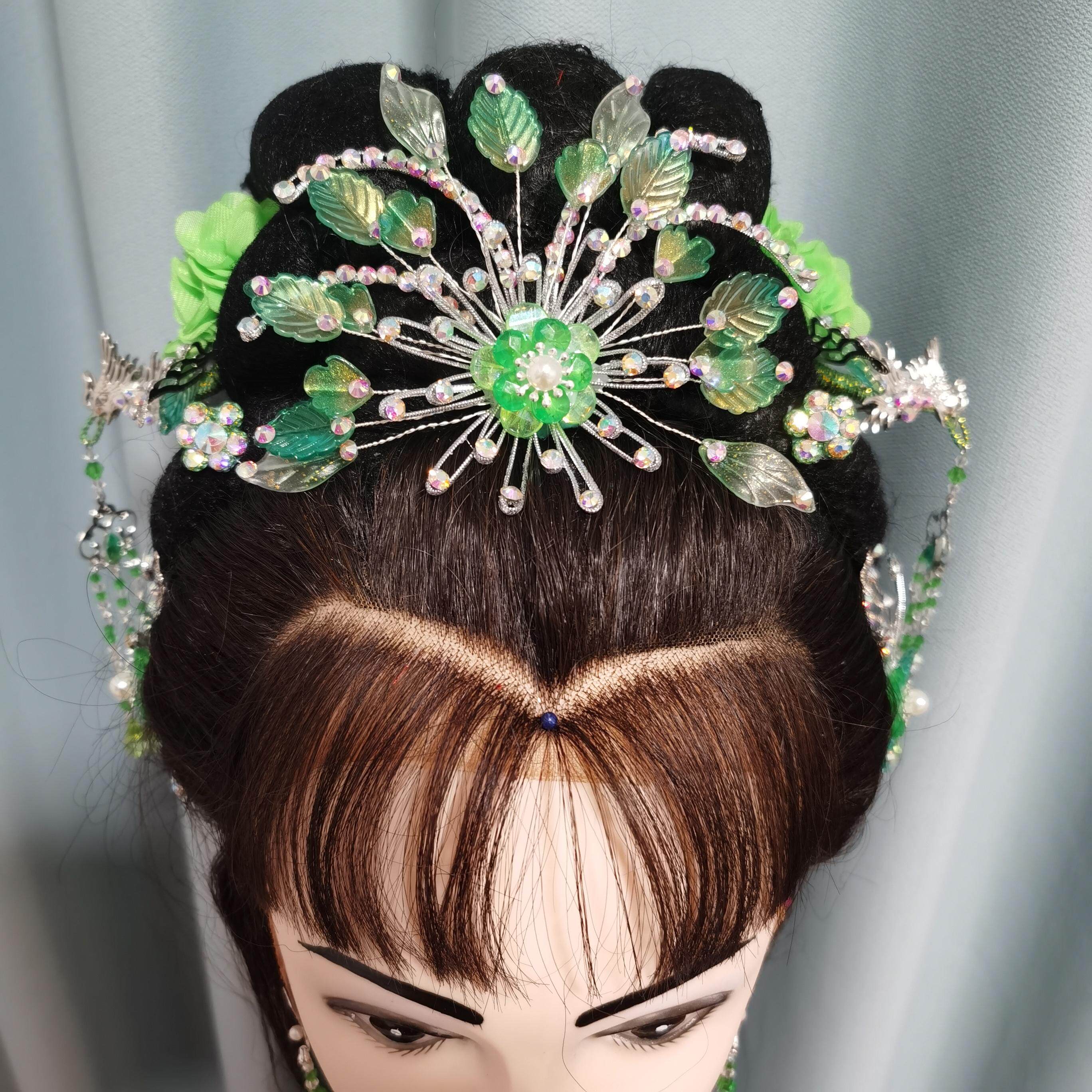 越剧黄梅戏曲剧头发饰汉服旅拍复古装风宫女寇珠小花旦表演饰用品