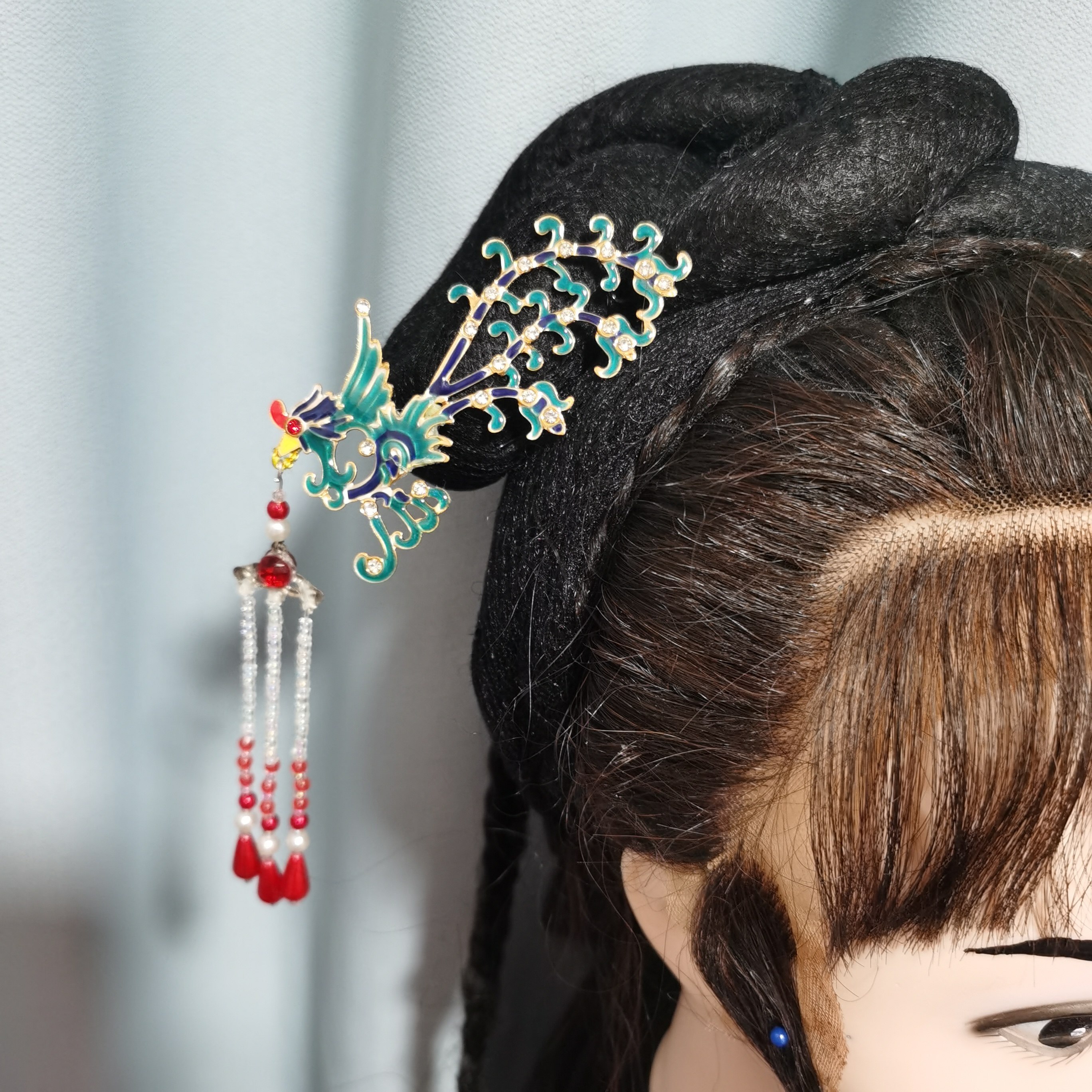 仿点翠偏凤戏曲花旦头饰纯手工制作古装古风汉服表演出直播配饰品