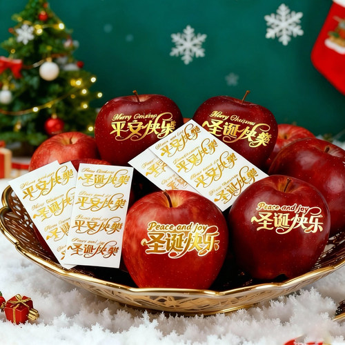 圣诞快乐水果平安果标签贴