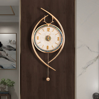 新款客厅挂钟轻奢时尚家用玄关装饰挂墙时钟现代个性创意福鹿钟表
