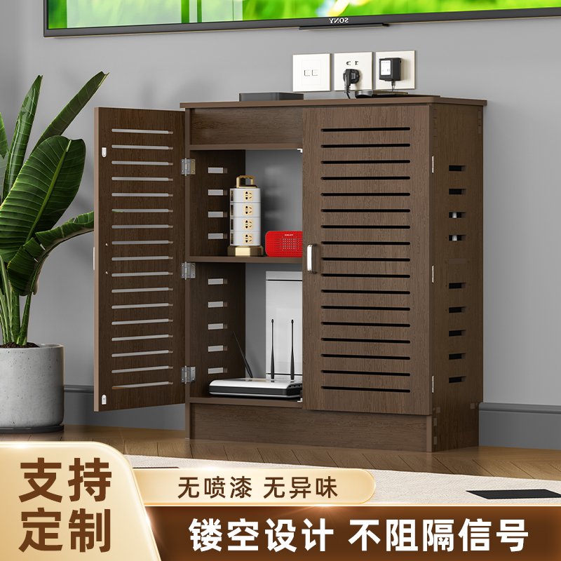 无线路由器收纳盒落地电视机顶盒架子WiFi置物架光猫装饰遮挡箱