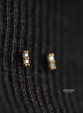 14K黄金亮闪闪小金条K金耳钉