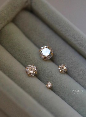 14K黄金 must have! 媲美真钻 经典百搭锆石K金耳钉耳饰 极简通勤