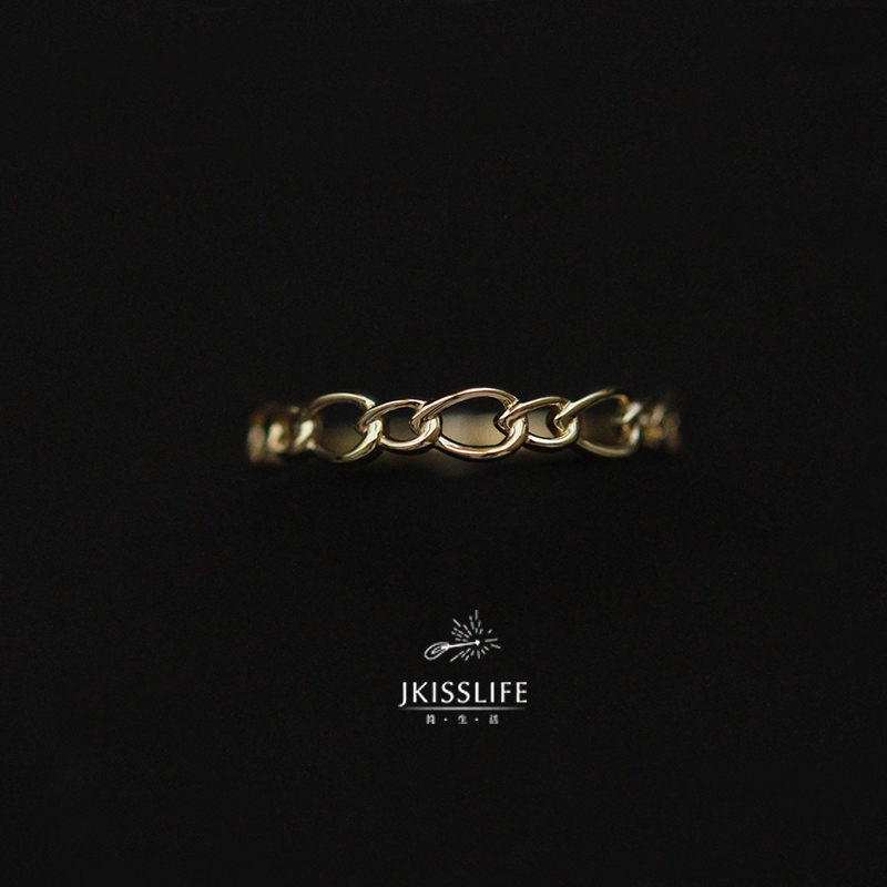 博主ins9K金链条戒指日常通勤