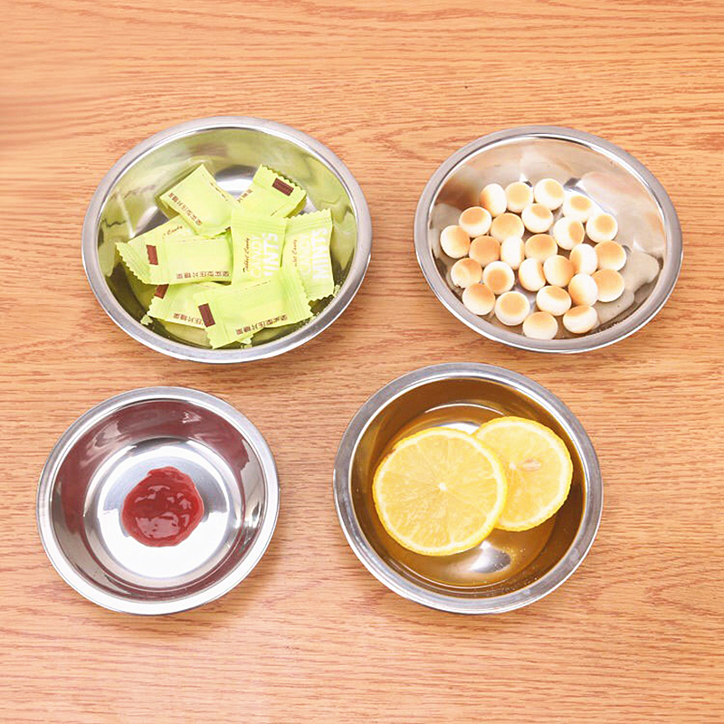 不锈钢无磁圆碟 加厚圆形小碟子 酱料芥末碟幼儿园点心碟饭店