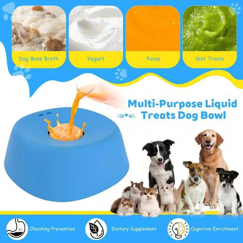 海洋蓝色宠物舔食碗Dog Liquid Lick Bowl球形慢食碗防滑猫狗碗盆