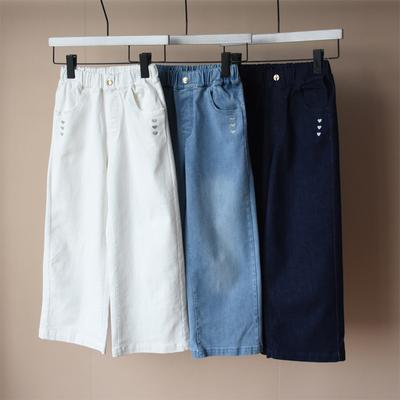 春装新款~女中大童学生装三色水洗休闲牛仔裤长裤直筒裤2051
