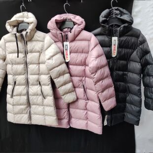 番米粒2件包邮出欧美余单女士中长款款连帽轻薄丝棉棉服