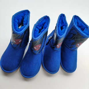 儿童蓝色雪地靴蜘蛛侠印花 出口余单28至29码 番米粒2双 包邮