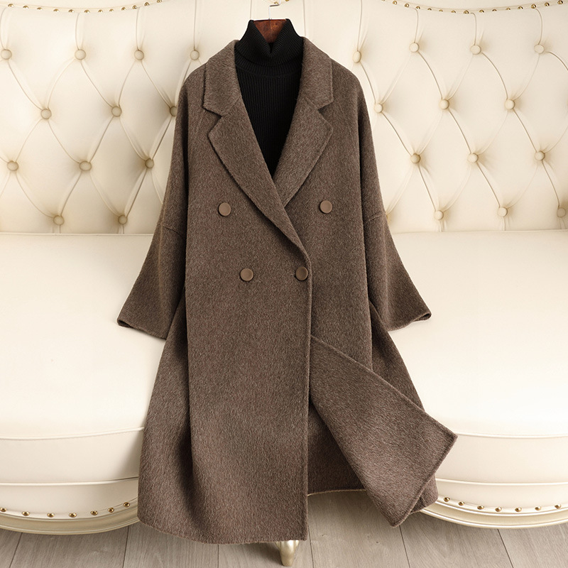 双面羊毛大衣女中长款2025秋冬新款气质茧型感毛呢外套小个子