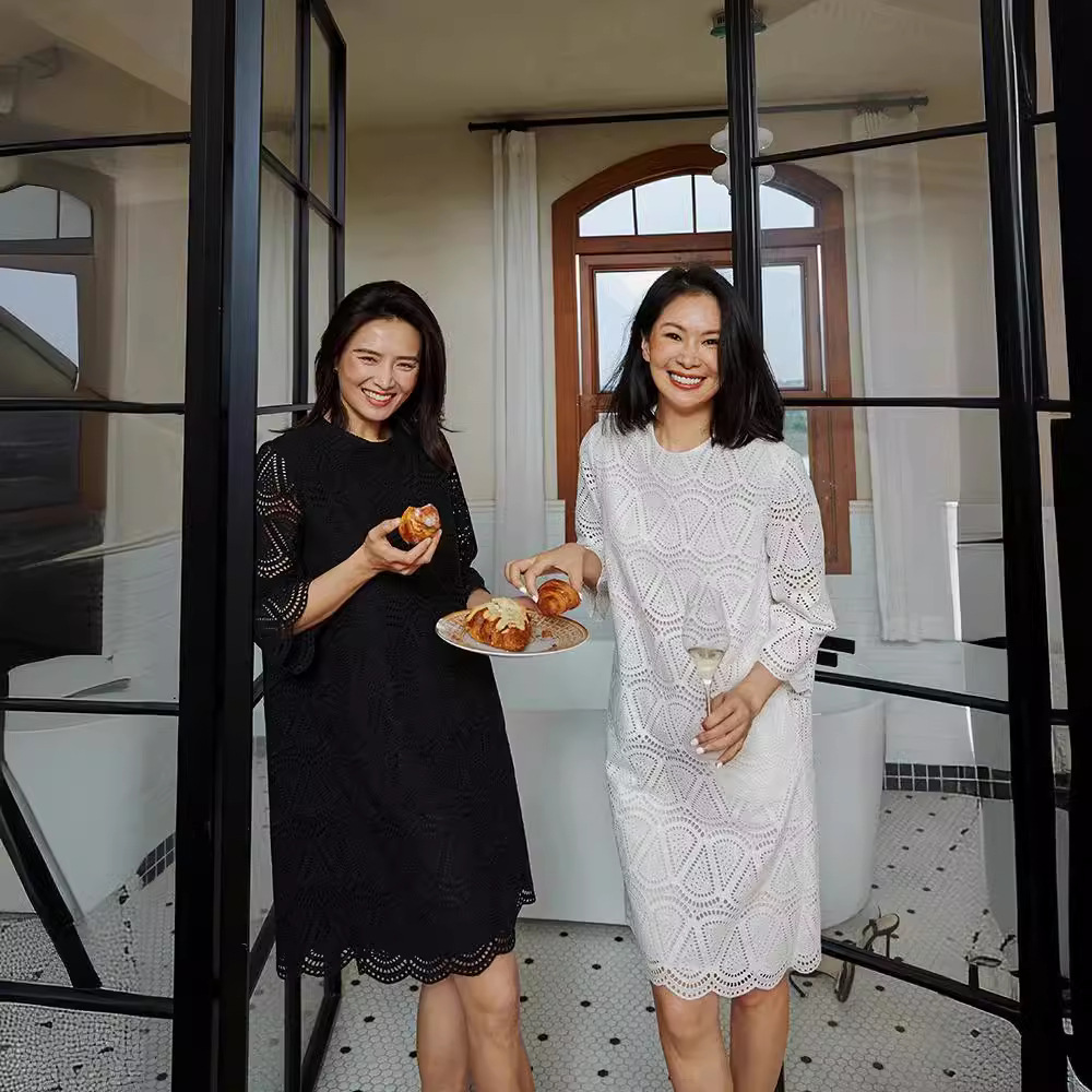 【四季青】“轻礼服”100%棉高密重工刺绣水溶蕾丝宽松廓形连衣裙