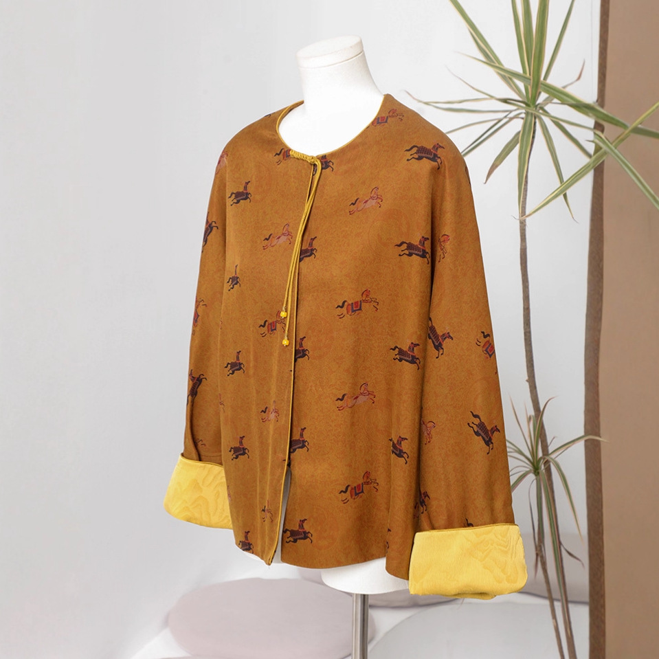 真丝香云纱重缎新中式上衣外套女2025秋季新桑蚕丝中国风改良唐装