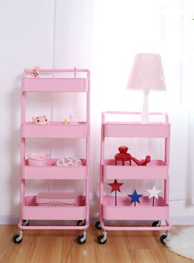 怡家宜室层架整理架客厅储物架收纳书架拉斯克金属美容院小推车
