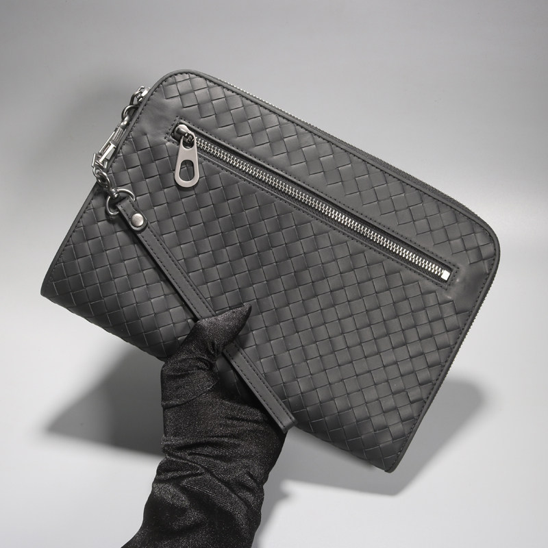 男包时尚个性潮流 手包男手拿 真皮编织手抓包休闲胎牛皮男士夹包