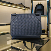 背包男斜挎包潮牌休闲男包单肩包软皮男士 包包斜跨真皮编织邮差包