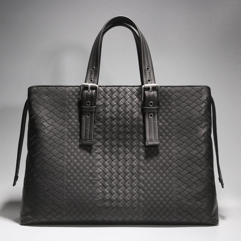 公文包男士2025新款 托特包男款真皮软皮编织手提包 商务休闲男包