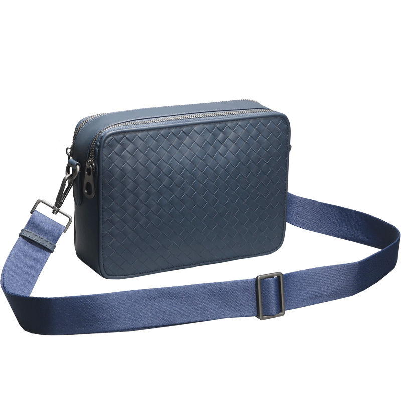 新款潮牌单肩斜挎包男真皮编织小挎包女两用手包休闲横款男士皮包